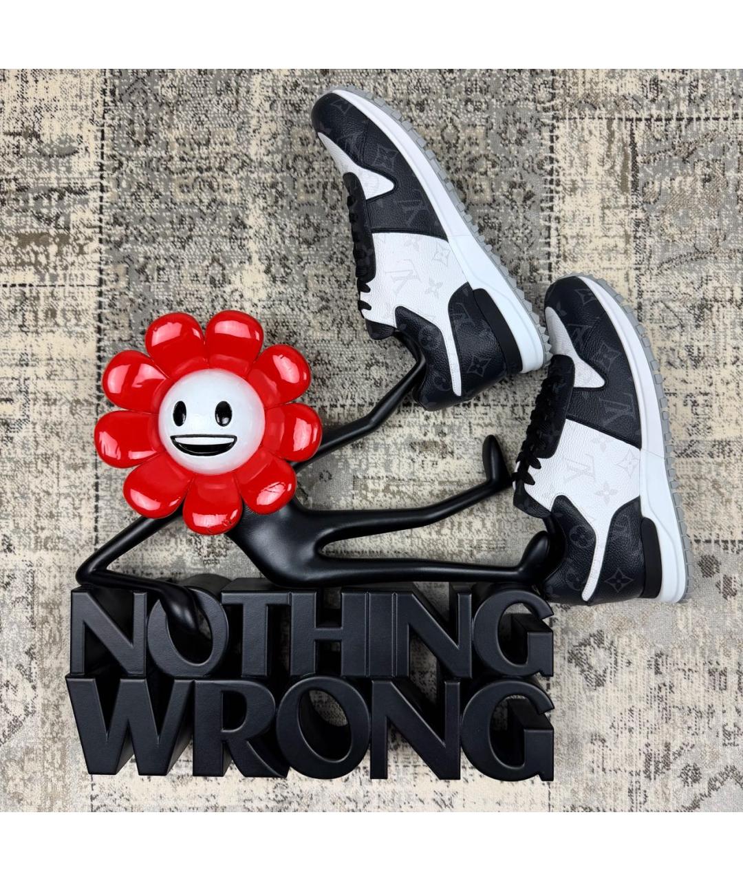 LOUIS VUITTON Черные кожаные низкие кроссовки / кеды, фото 8