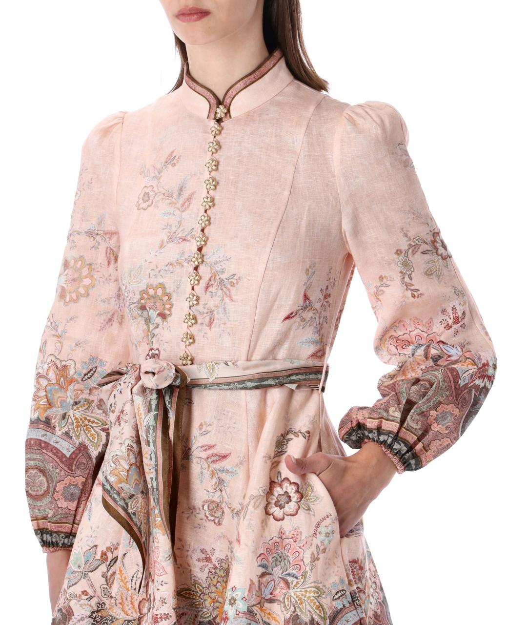 ZIMMERMANN Розовое льняное платье, фото 3