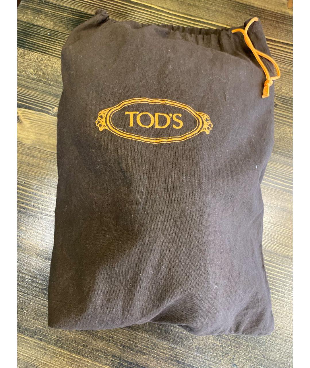 TOD'S Темно-синие кожаные низкие кроссовки / кеды, фото 4