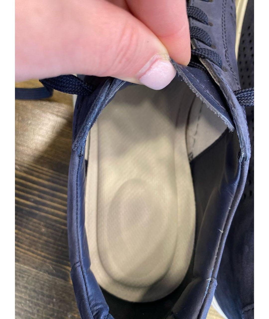 TOD'S Темно-синие кожаные низкие кроссовки / кеды, фото 5