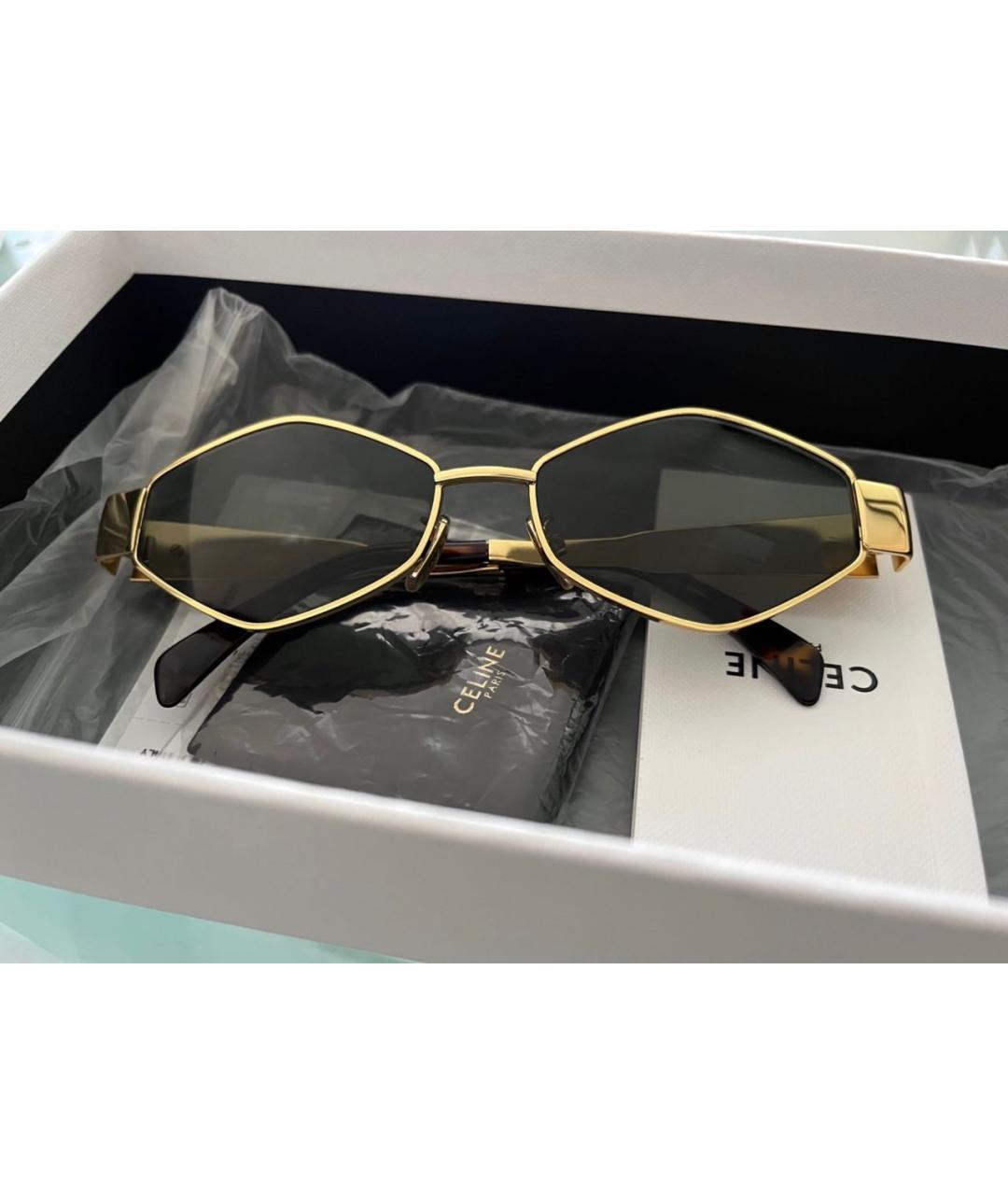 CELINE Золотые металлические солнцезащитные очки, фото 5