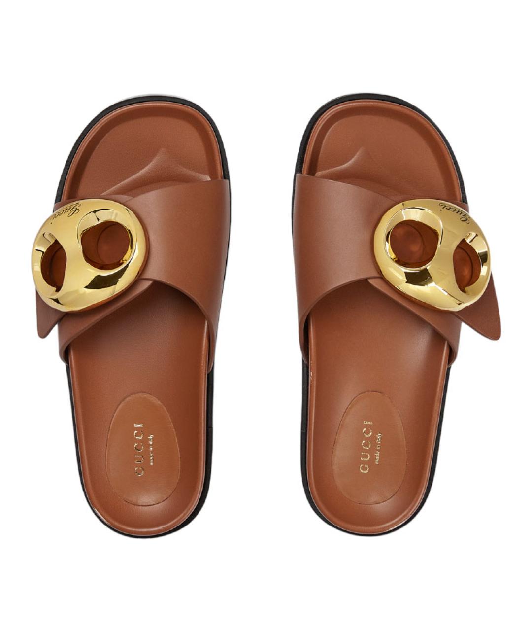 GUCCI Коричневые шлепанцы, фото 4