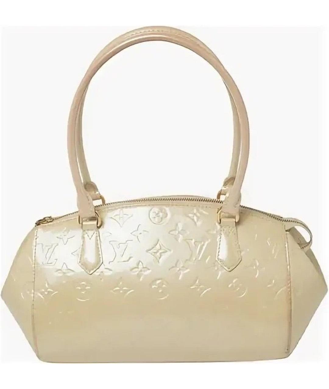 LOUIS VUITTON Золотая сумка с короткими ручками из лакированной кожи, фото 7