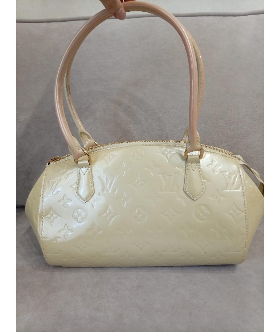 LOUIS VUITTON Золотая сумка с короткими ручками из лакированной кожи, фото 3