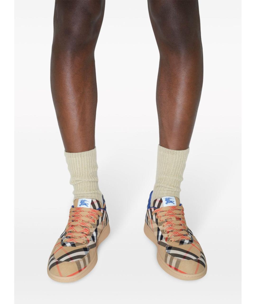 BURBERRY Бежевые синтетические низкие кроссовки / кеды, фото 3