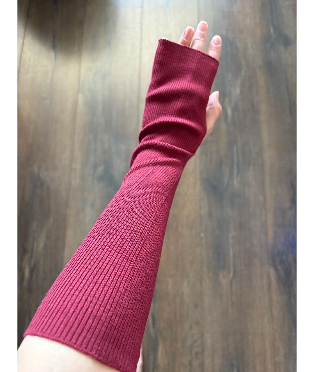 MIU MIU Бордовые шерстяные митенки, фото 2