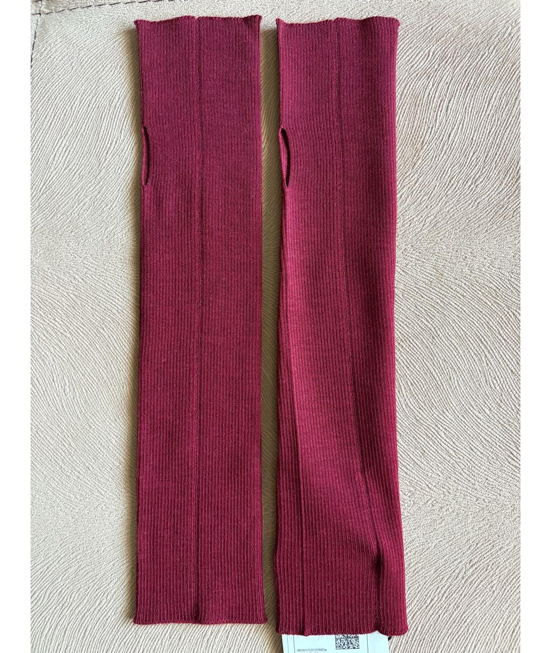 MIU MIU Бордовые шерстяные митенки, фото 7