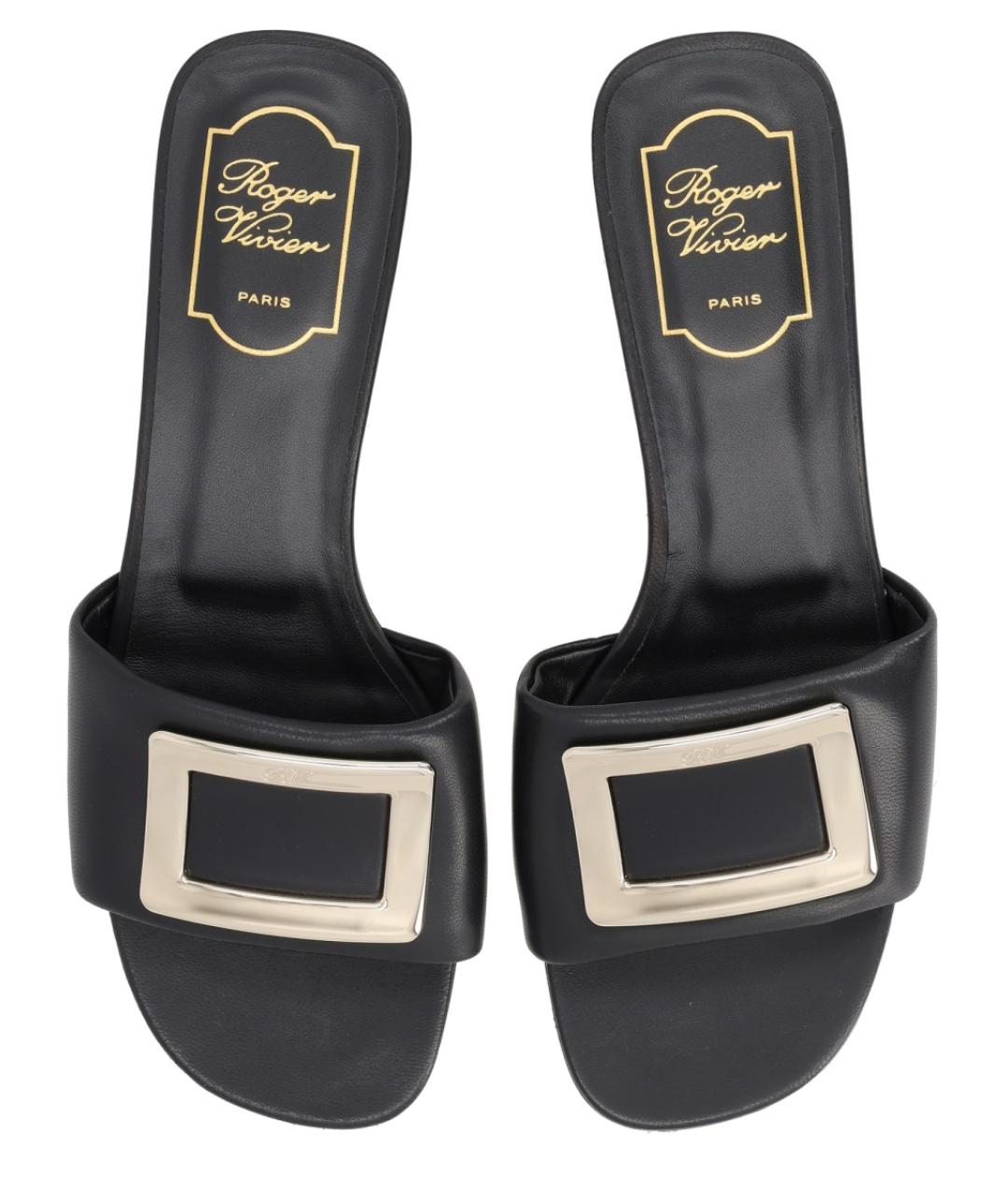 ROGER VIVIER Черные кожаные сандалии, фото 5