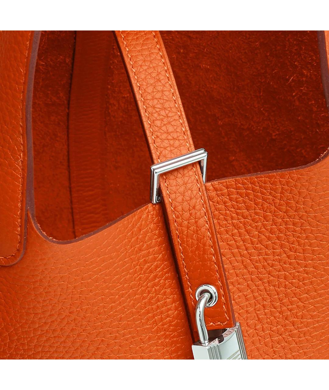 HERMES Оранжевая кожаная сумка через плечо, фото 5