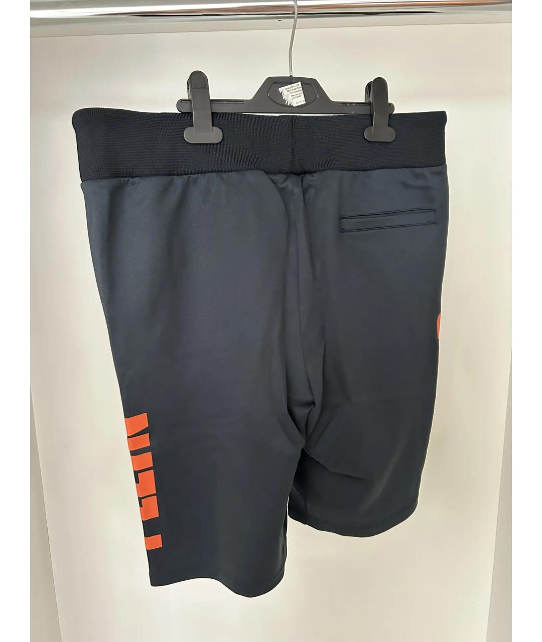 PHILIPP PLEIN Темно-синие хлопко-эластановые шорты, фото 2