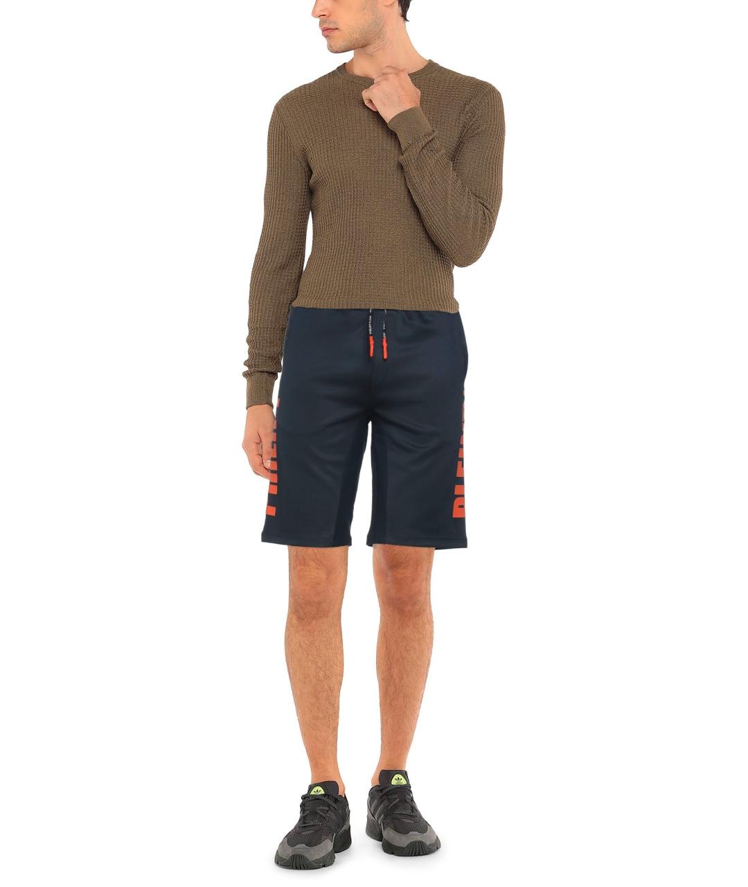 PHILIPP PLEIN Темно-синие хлопко-эластановые шорты, фото 6