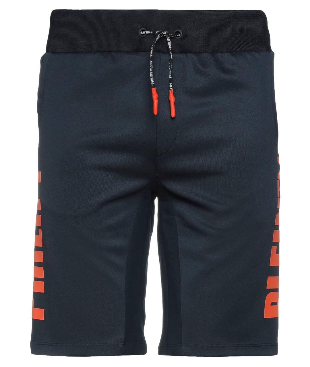 PHILIPP PLEIN Темно-синие хлопко-эластановые шорты, фото 1