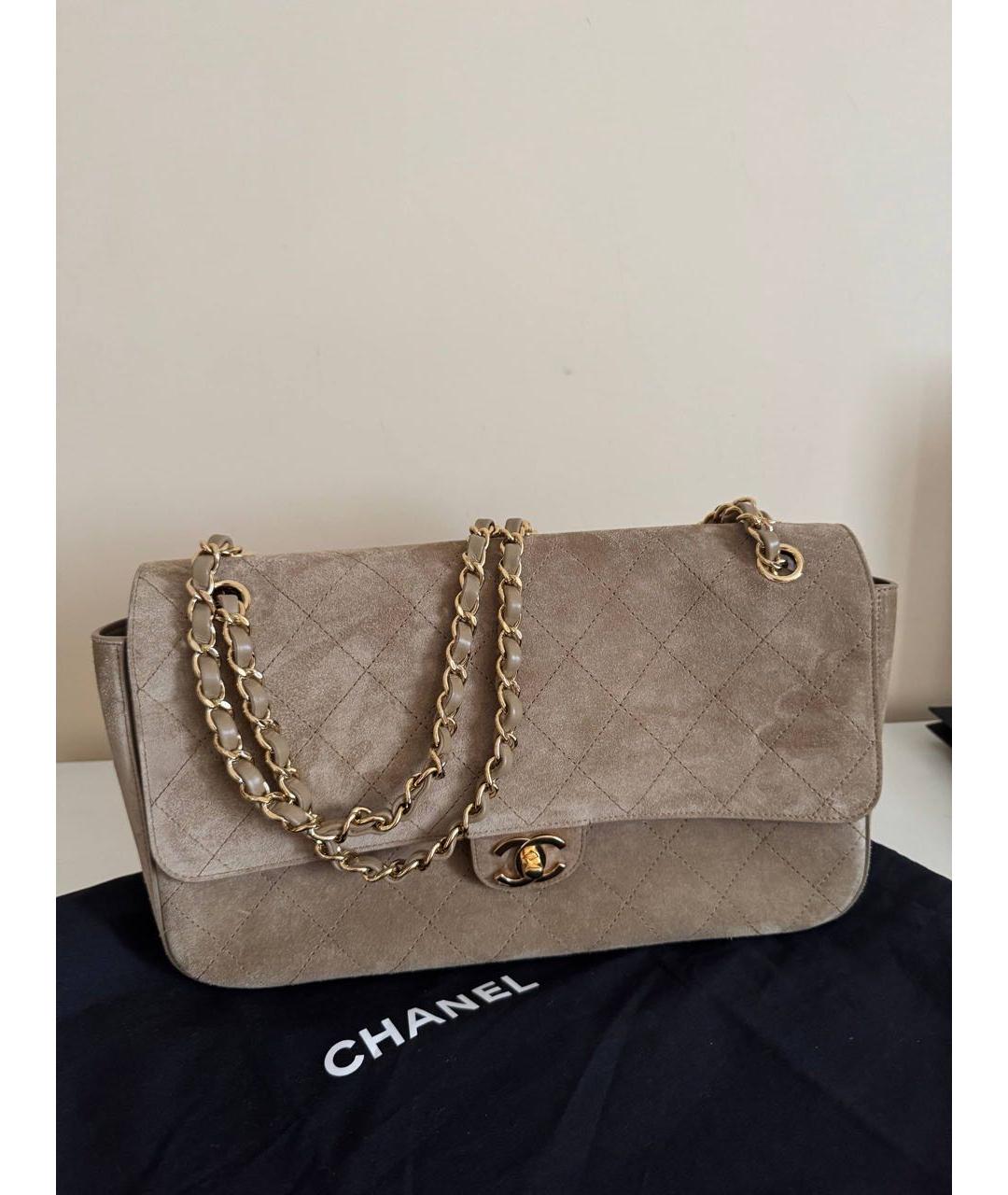 CHANEL Бежевая замшевая сумка через плечо, фото 6