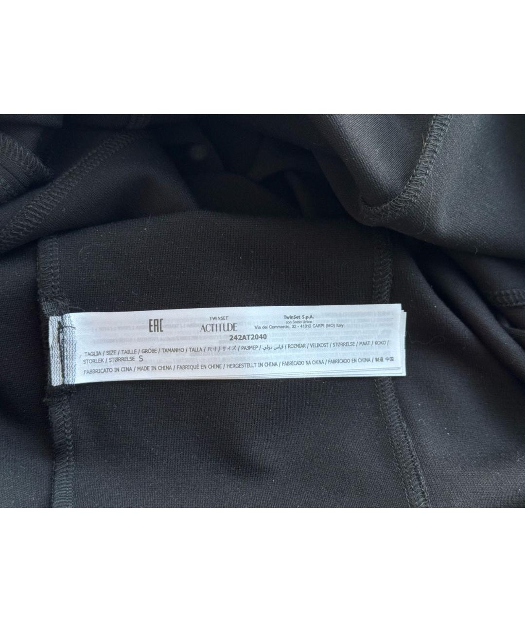 TWIN-SET Черное вискозное коктейльное платье, фото 7