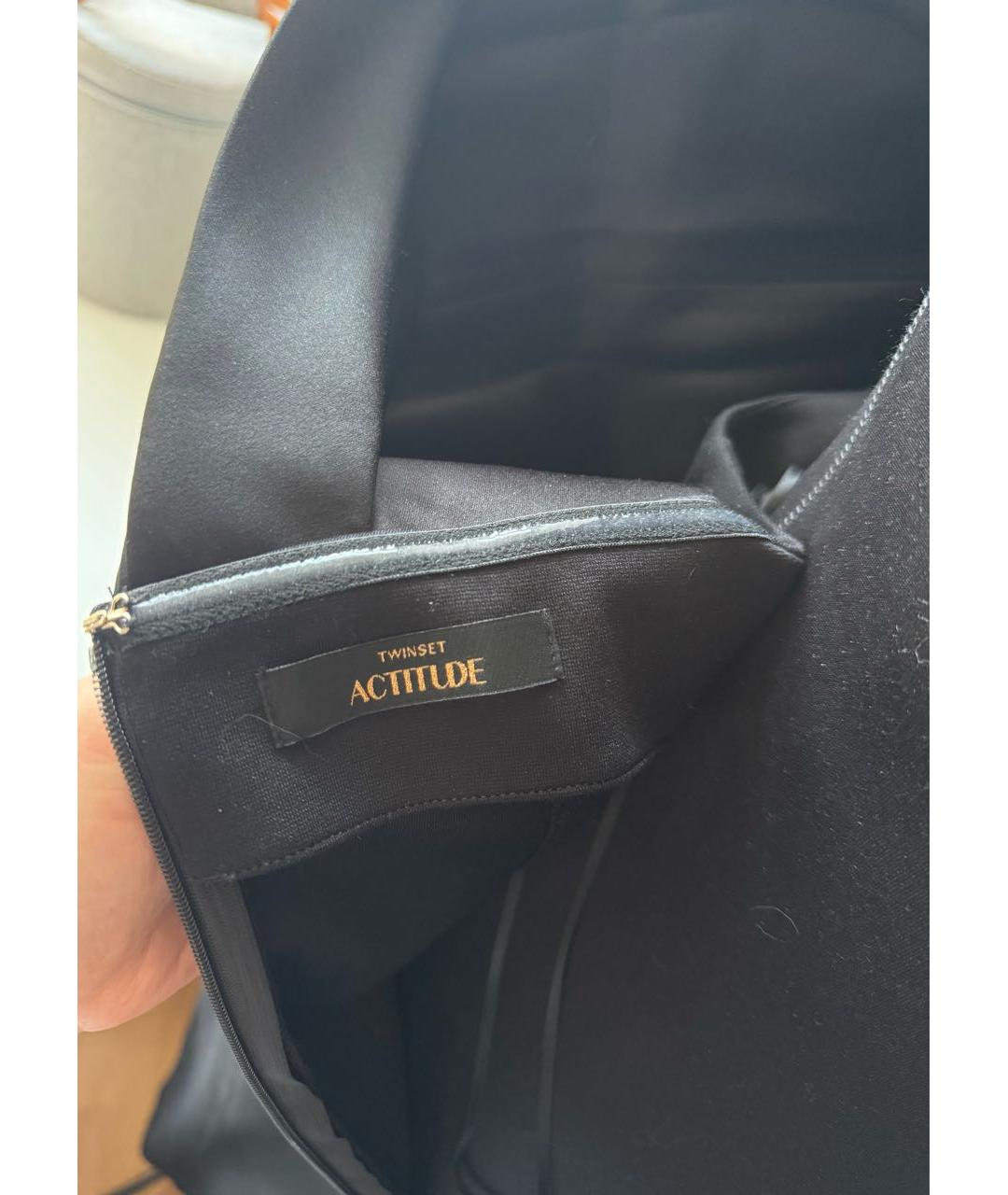 TWIN-SET Черное вискозное коктейльное платье, фото 4