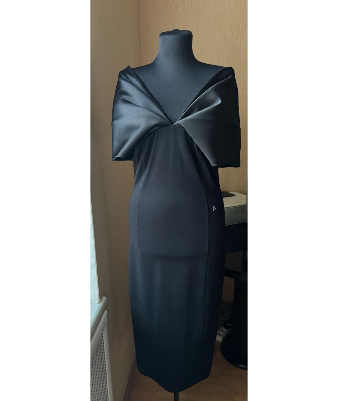 TWIN-SET Черное вискозное коктейльное платье, фото 8