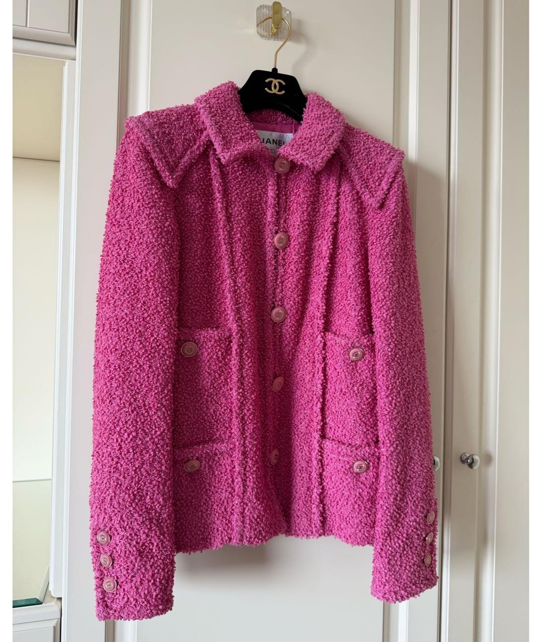 CHANEL Розовый твидовый жакет/пиджак, фото 2