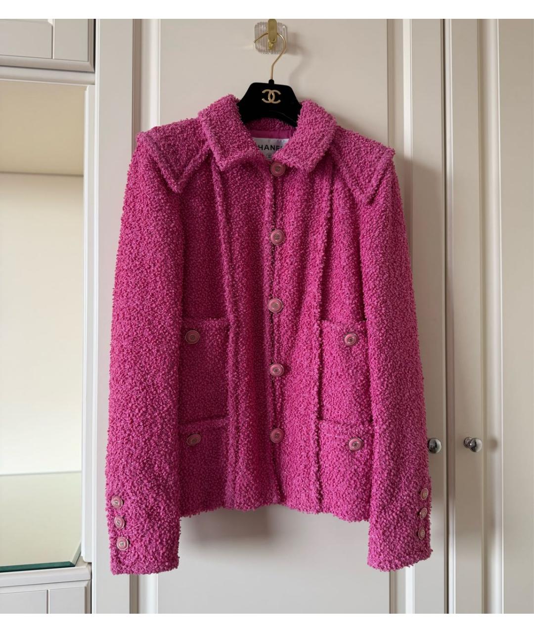 CHANEL Розовый твидовый жакет/пиджак, фото 4