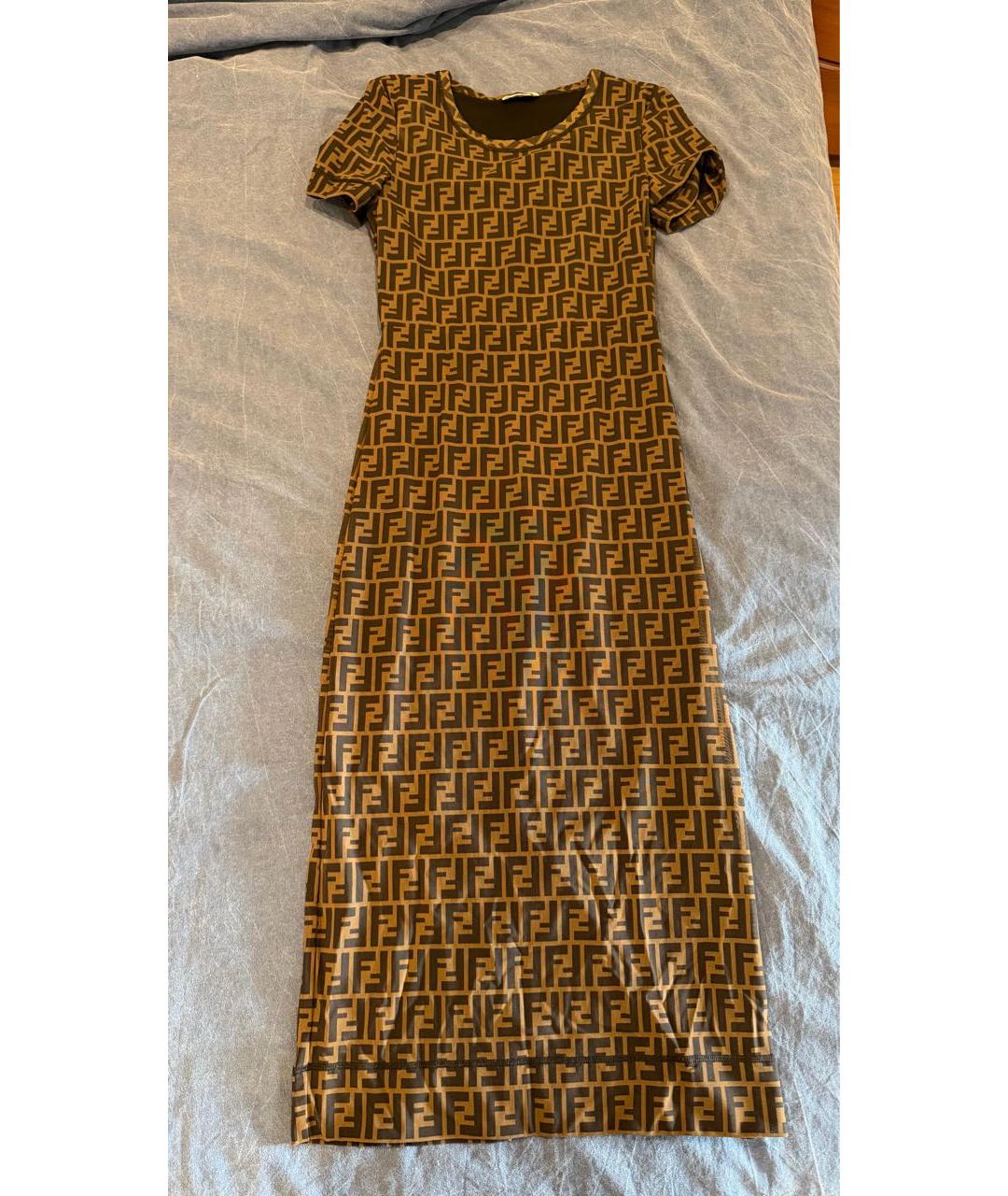FENDI Коричневое полиэстеровое повседневное платье, фото 5
