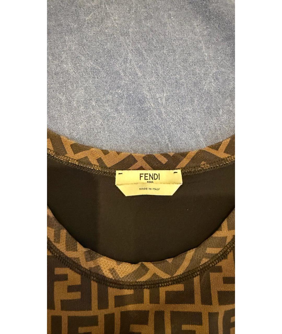 FENDI Коричневое полиэстеровое повседневное платье, фото 4