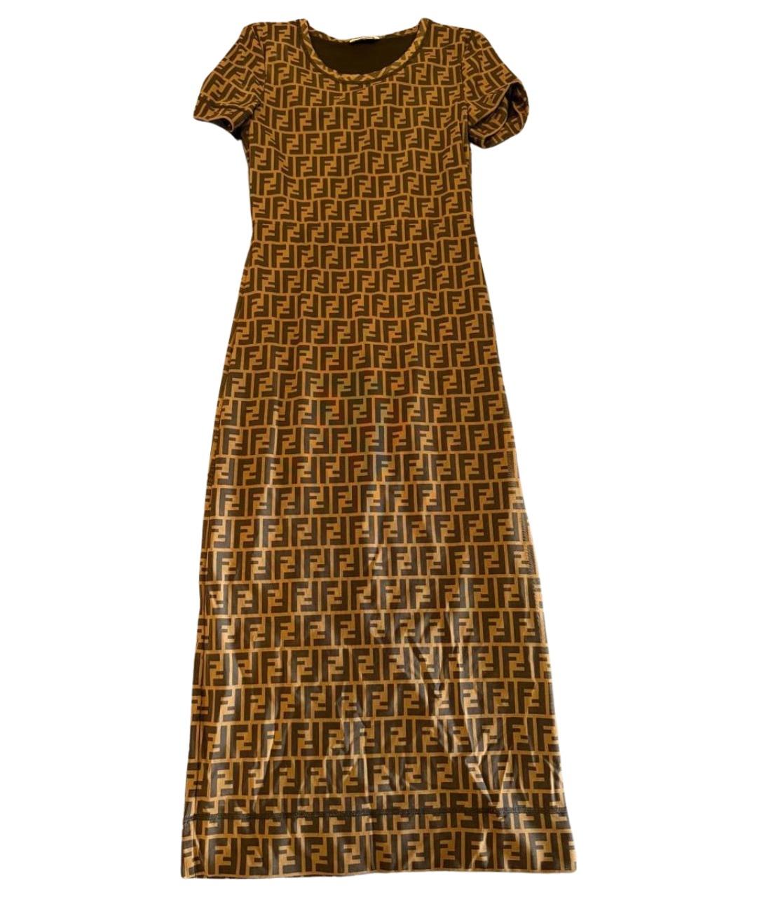 FENDI Коричневое полиэстеровое повседневное платье, фото 1