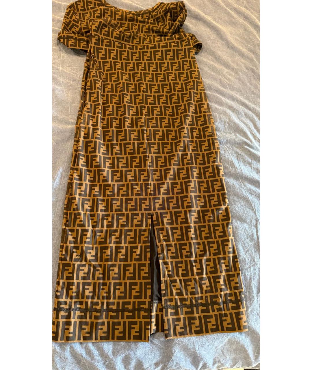 FENDI Коричневое полиэстеровое повседневное платье, фото 3