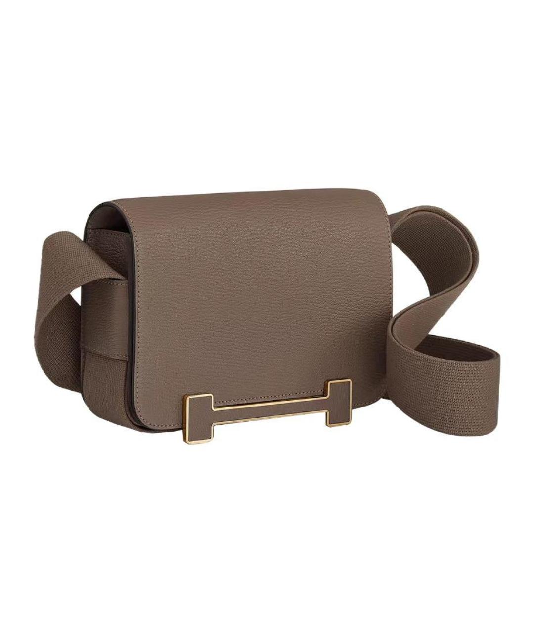 HERMES Серая кожаная сумка через плечо, фото 2