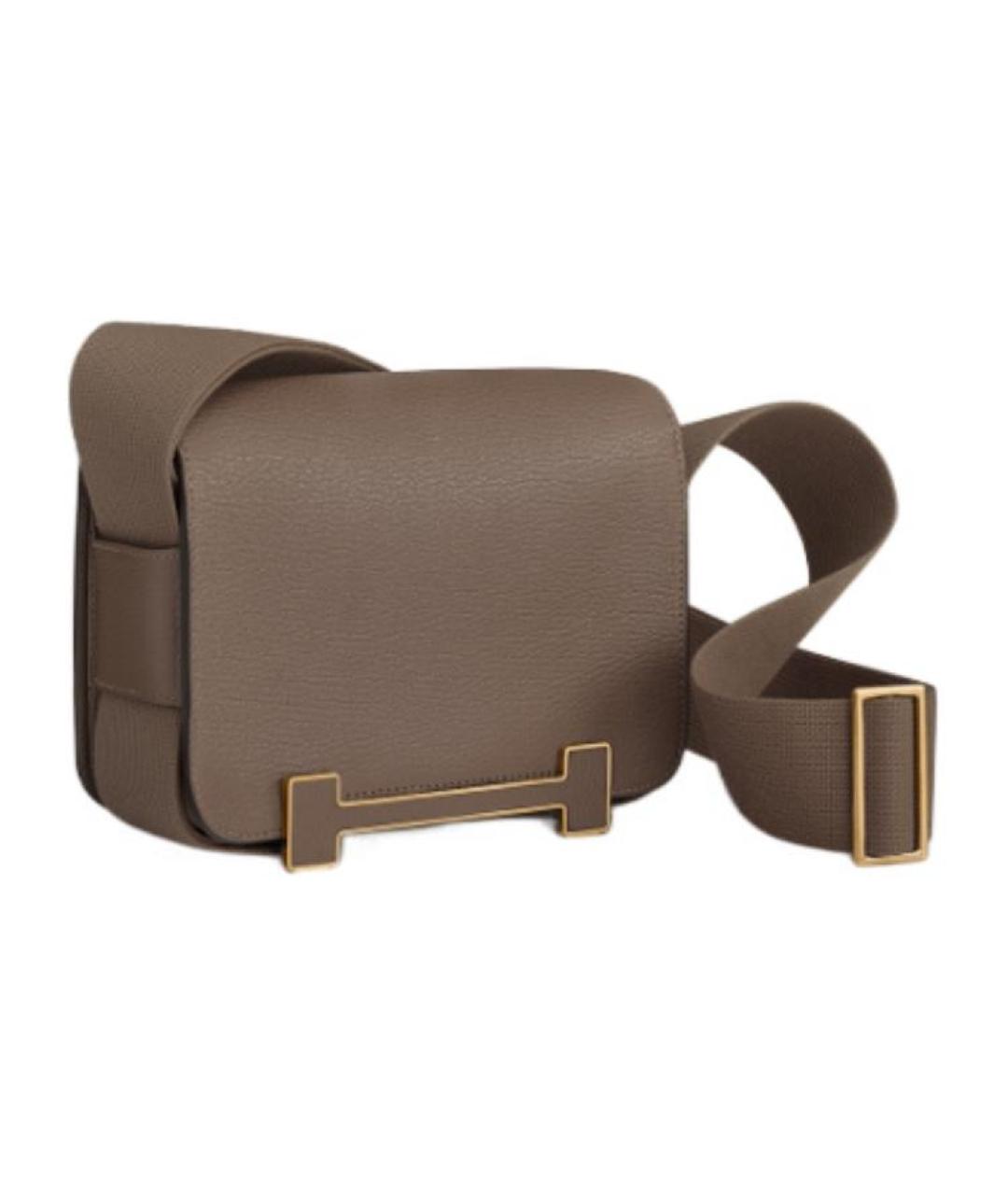 HERMES Серая кожаная сумка через плечо, фото 4