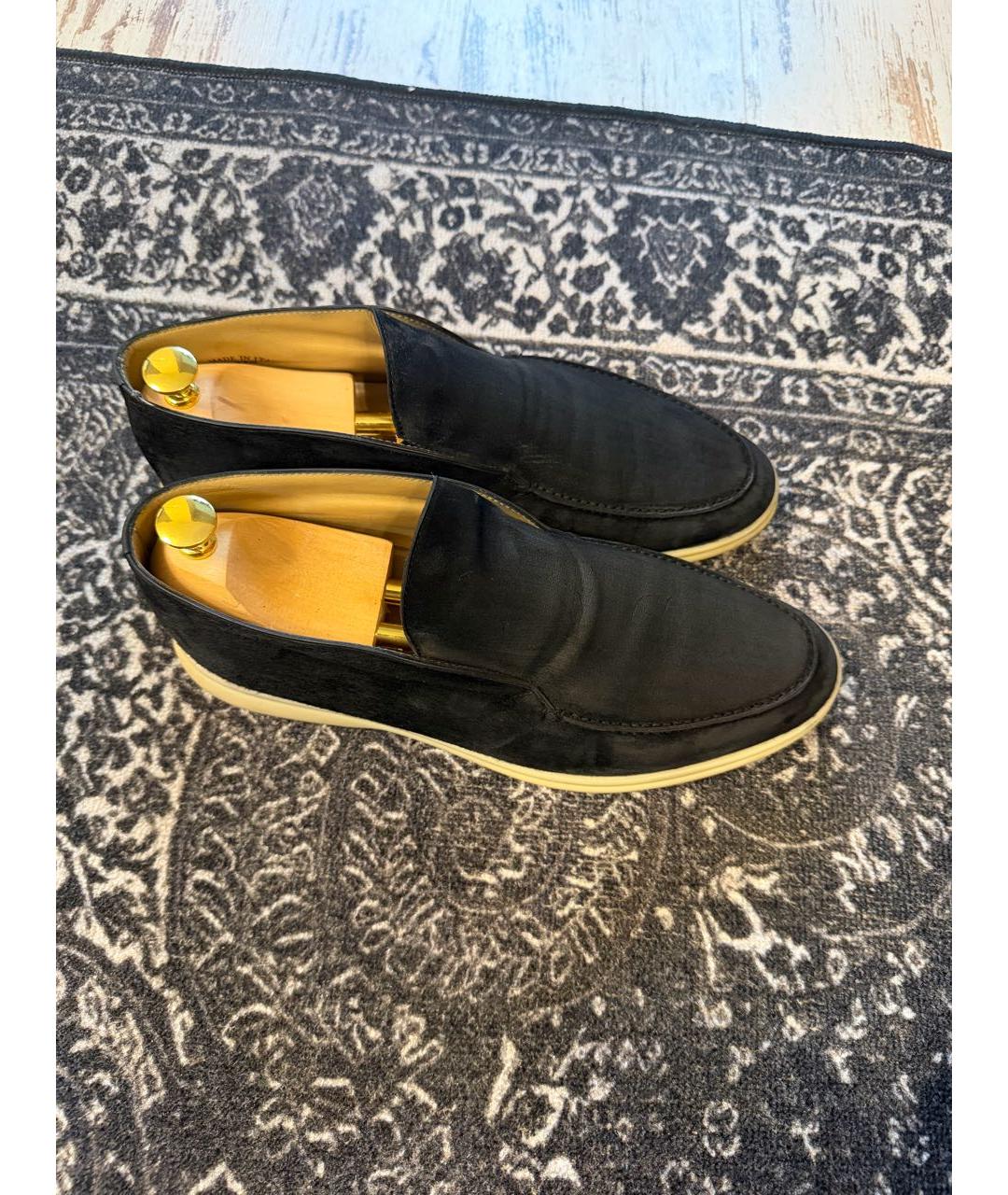 LORO PIANA Черные замшевые лоферы, фото 7
