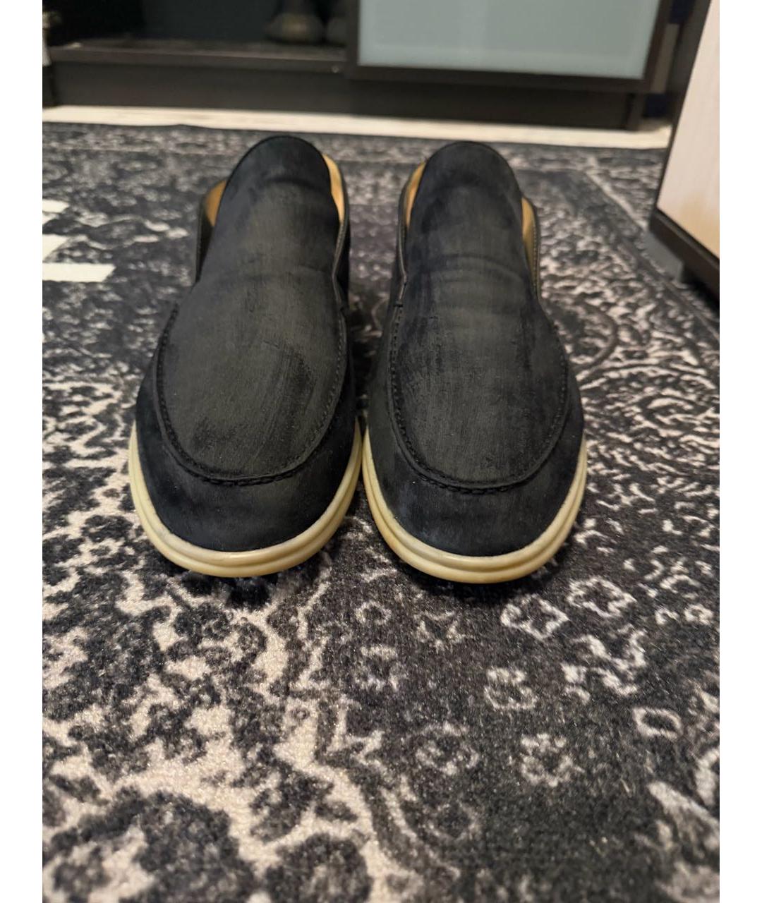 LORO PIANA Черные замшевые лоферы, фото 2
