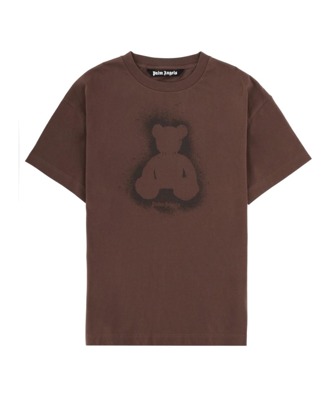 PALM ANGELS Коричневая хлопковая футболка, фото 1