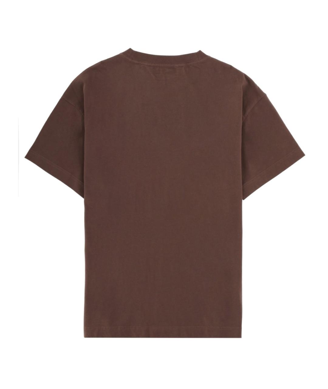 PALM ANGELS Коричневая хлопковая футболка, фото 2