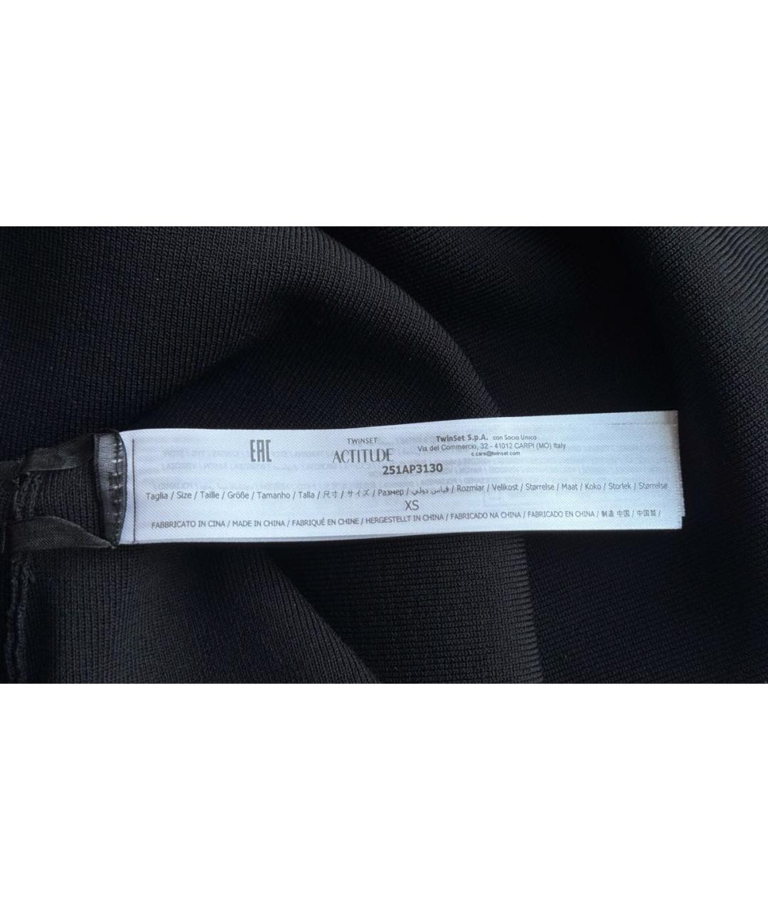 TWIN-SET Черное вискозное коктейльное платье, фото 5