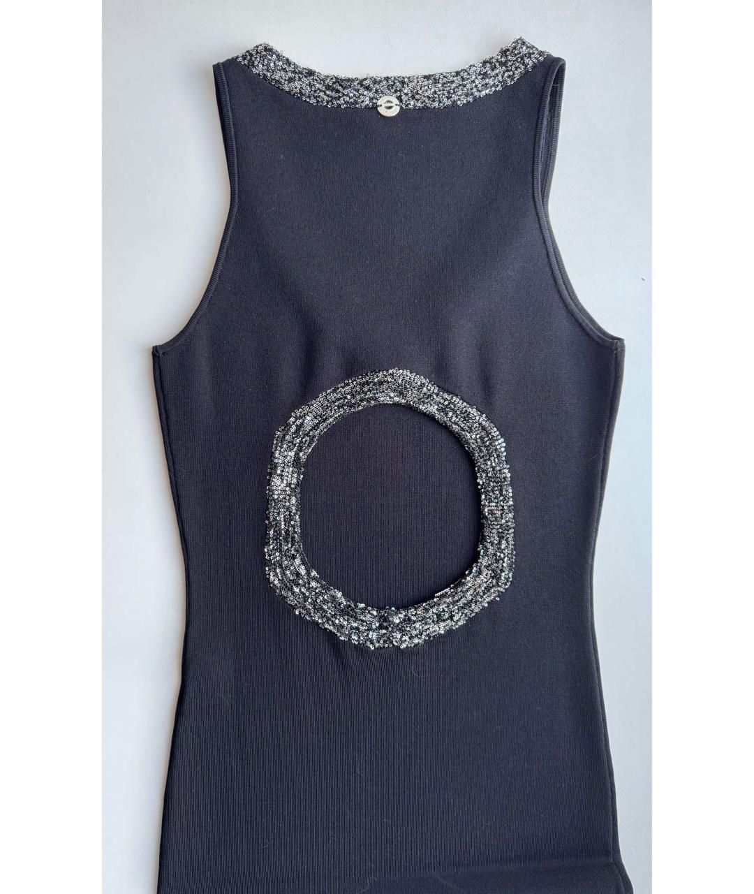 TWIN-SET Черное вискозное коктейльное платье, фото 4