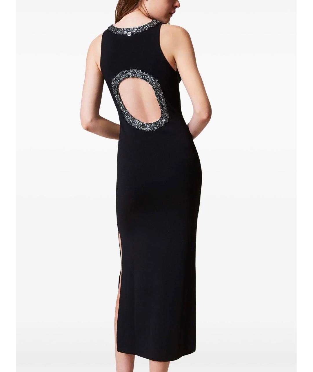 TWIN-SET Черное вискозное коктейльное платье, фото 2
