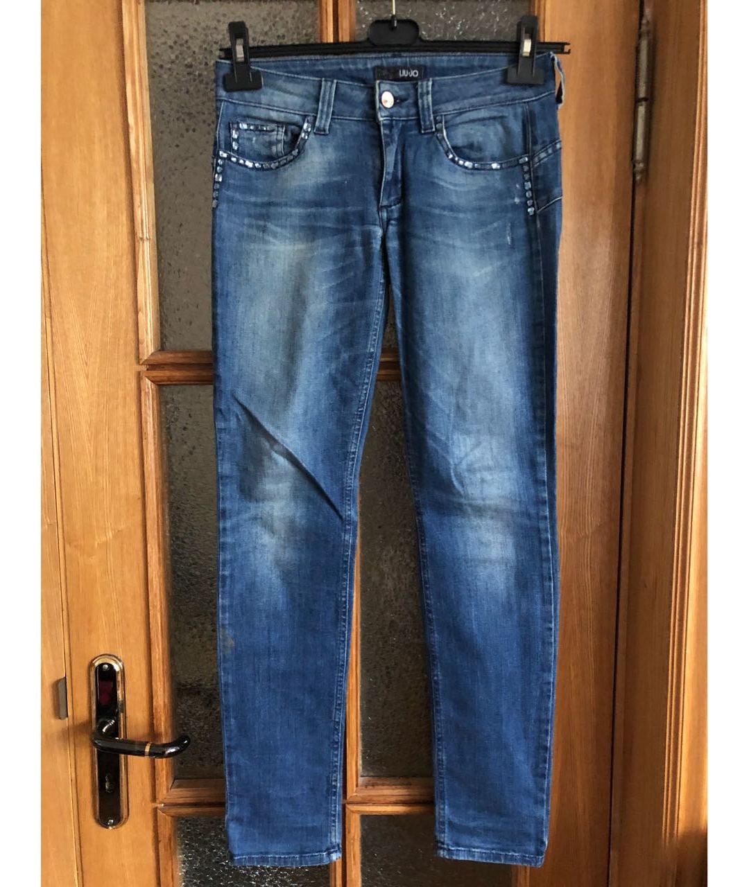 LIU JO Синие хлопко-эластановые джинсы слим, фото 7