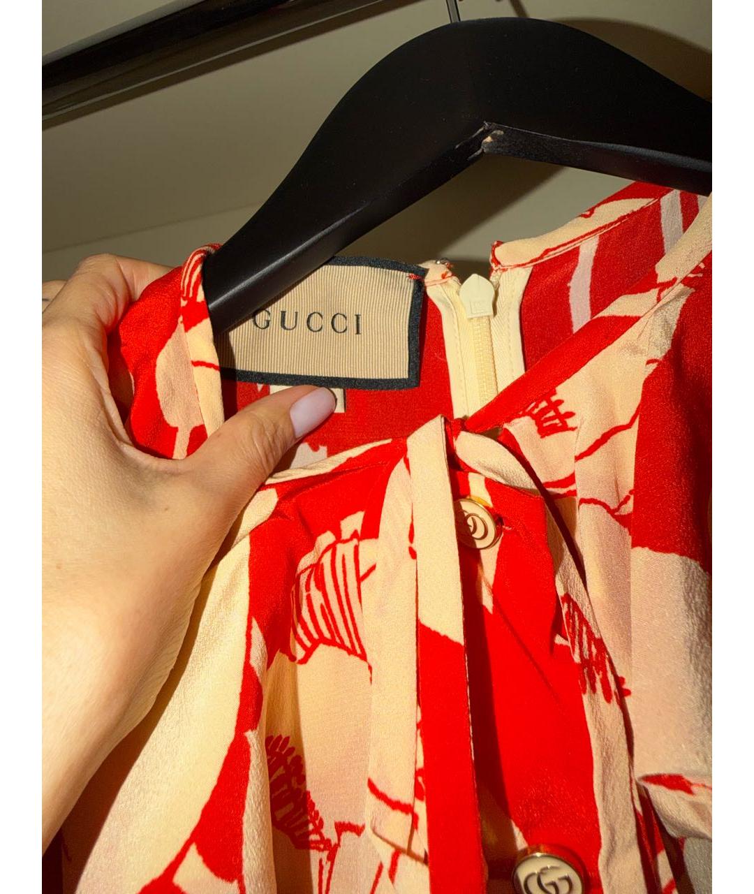 GUCCI Красный шелковый сарафан, фото 4