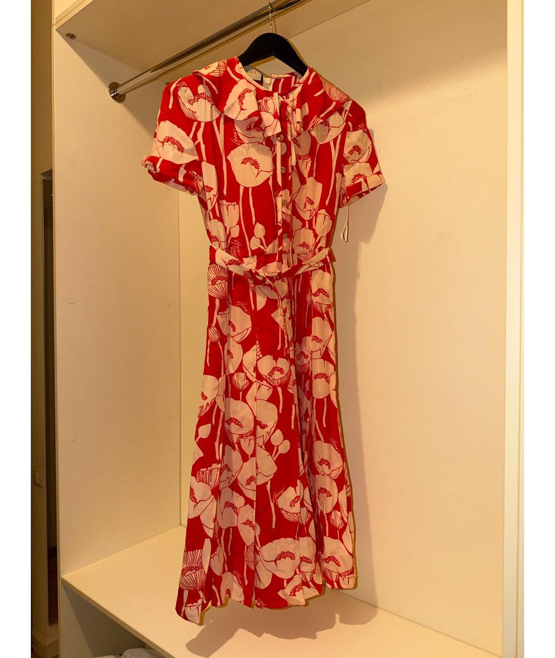 GUCCI Красный шелковый сарафан, фото 5