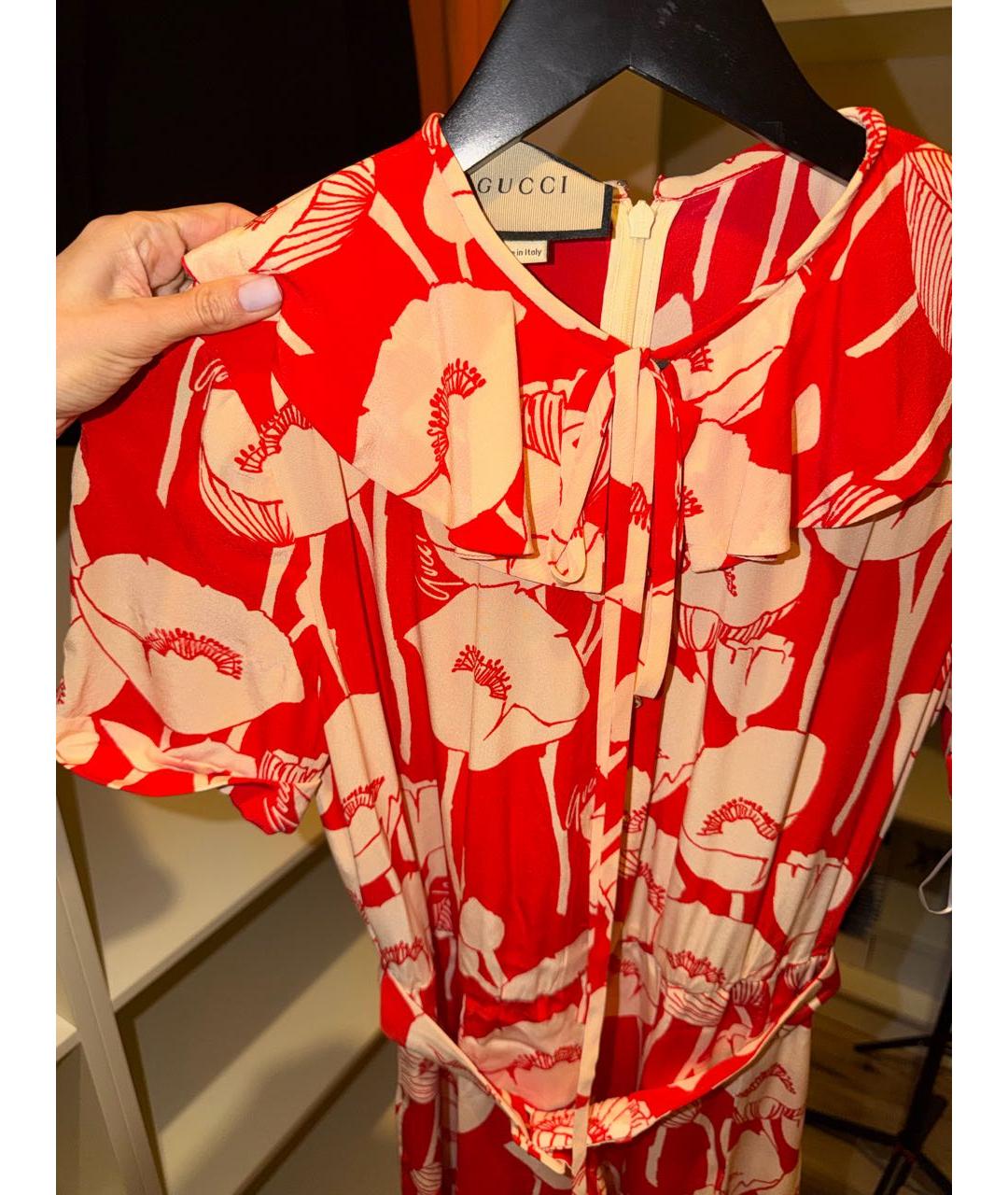 GUCCI Красный шелковый сарафан, фото 3