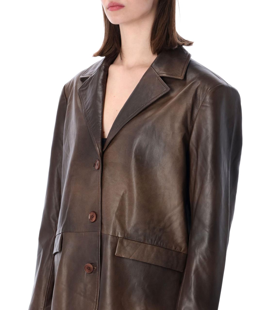 ROTATE Коричневый кожаный жакет/пиджак, фото 3