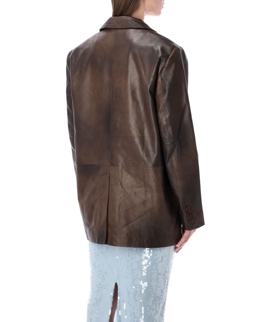 ROTATE Коричневый кожаный жакет/пиджак, фото 2