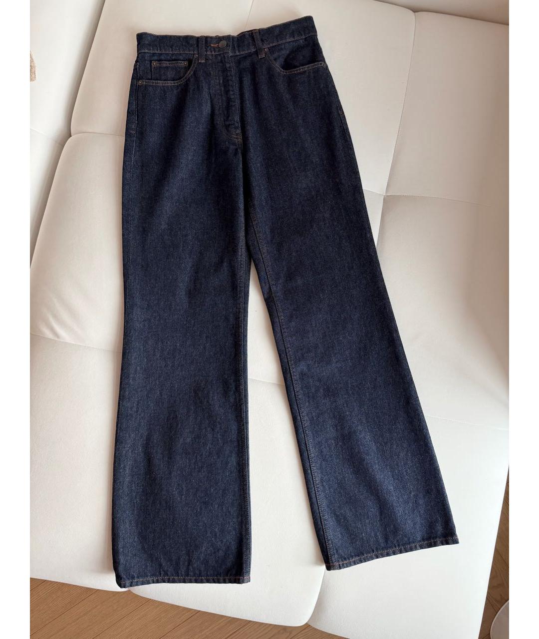 THE ROW Темно-синие хлопко-кашемировые прямые джинсы, фото 4