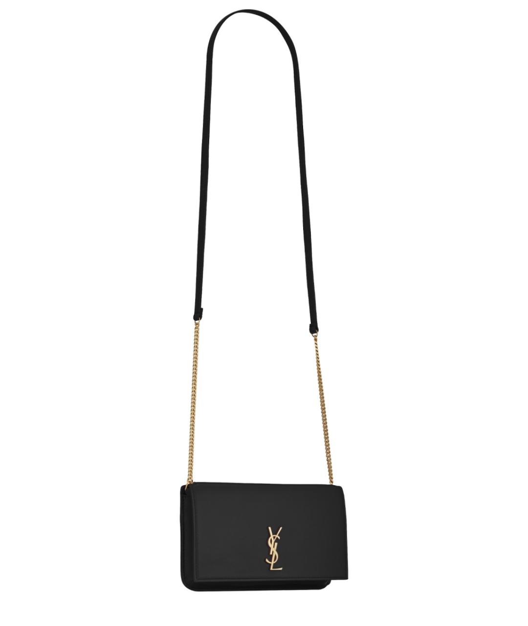SAINT LAURENT Черная кожаная сумка через плечо, фото 2