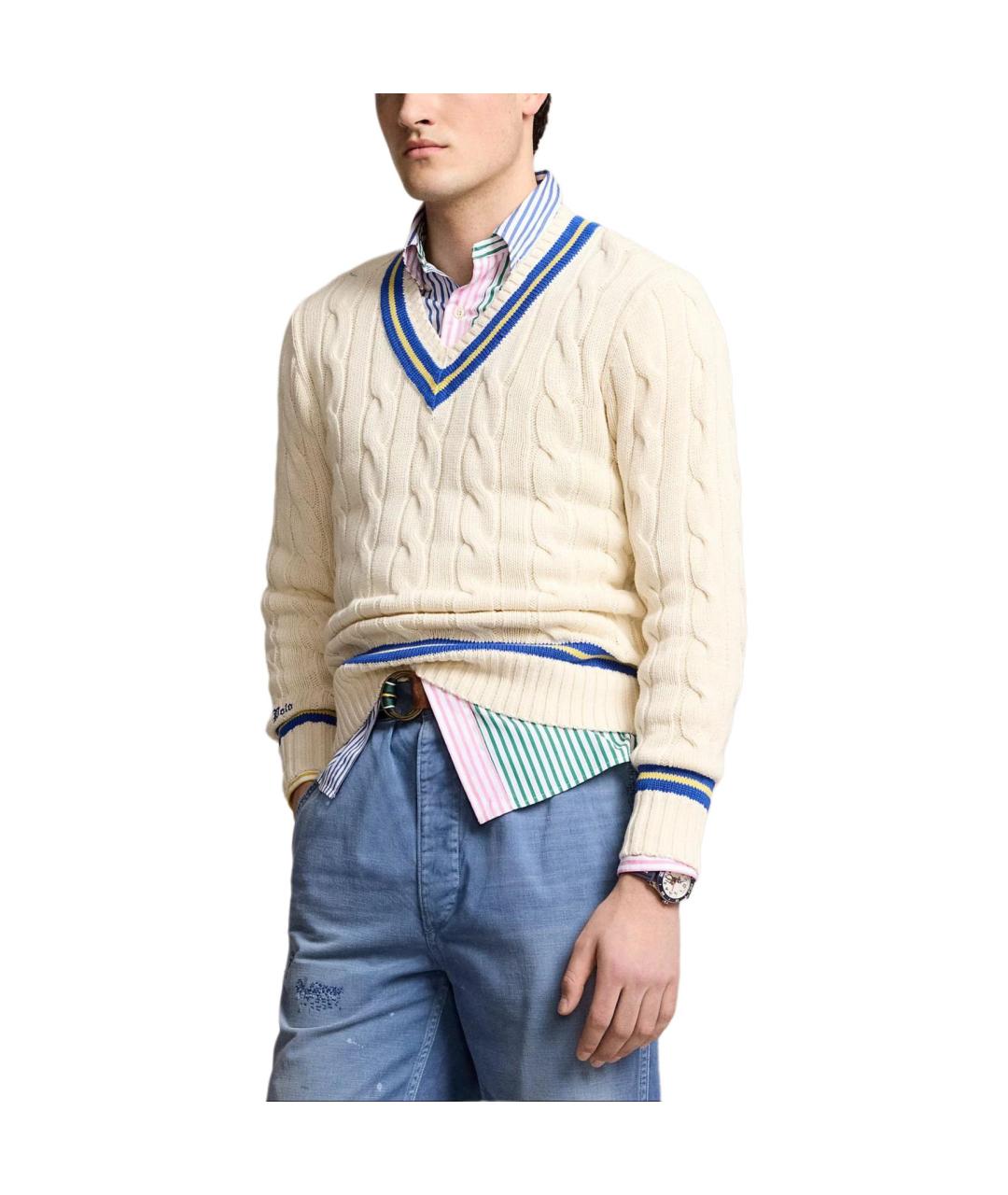 POLO RALPH LAUREN Белый хлопковый джемпер / свитер, фото 4