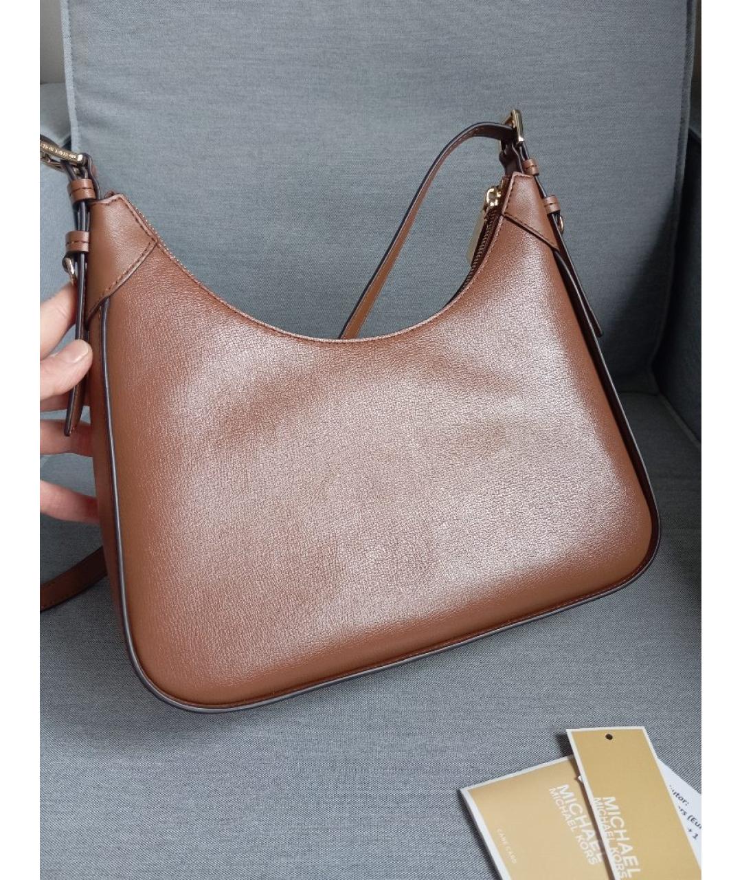 MICHAEL KORS Коричневая кожаная сумка через плечо, фото 3