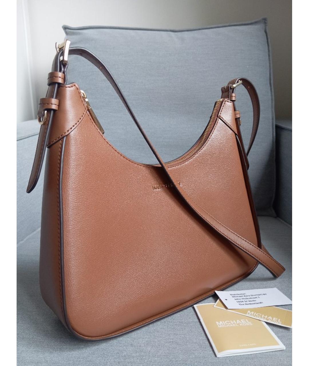 MICHAEL KORS Коричневая кожаная сумка через плечо, фото 2