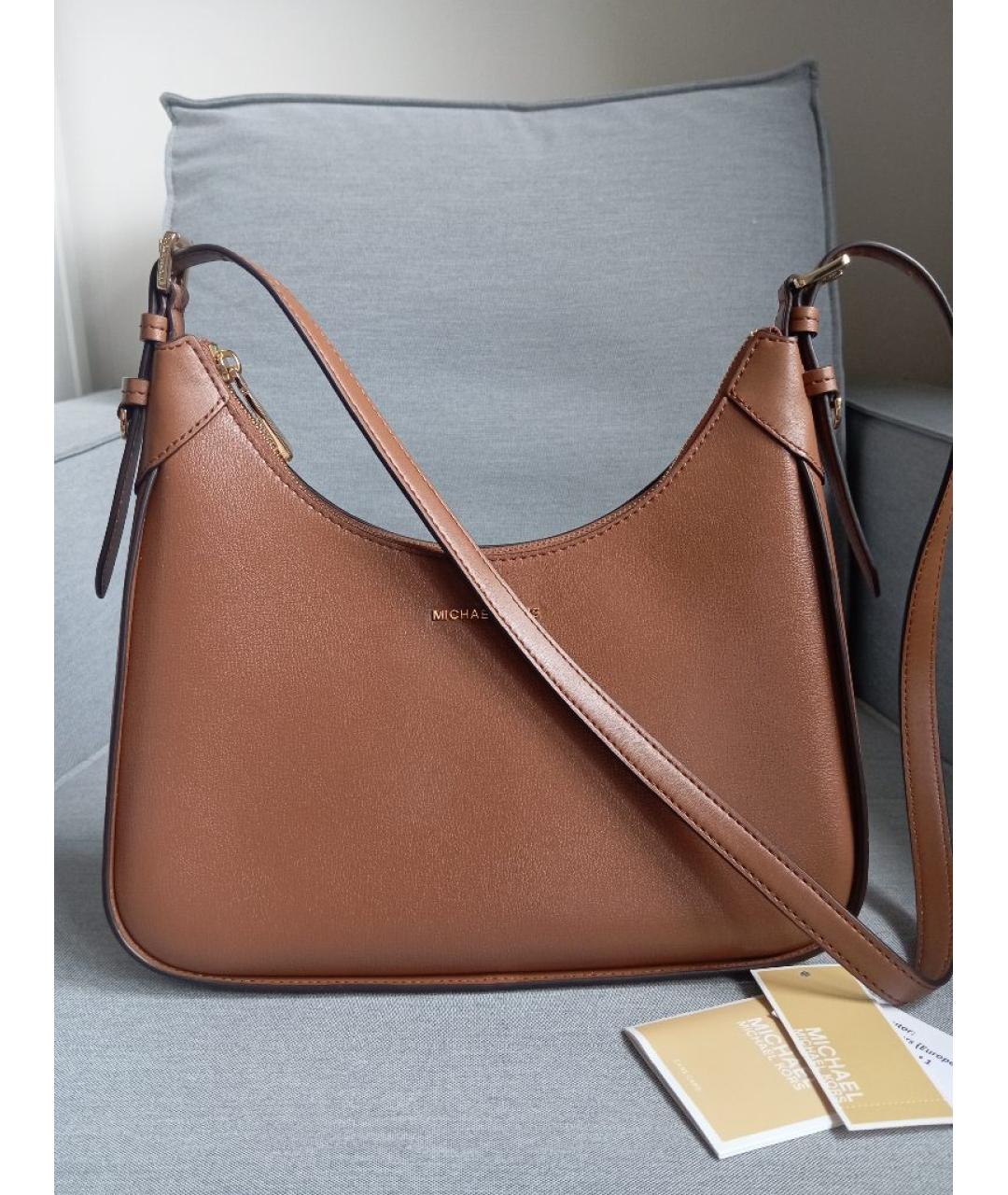 MICHAEL KORS Коричневая кожаная сумка через плечо, фото 10