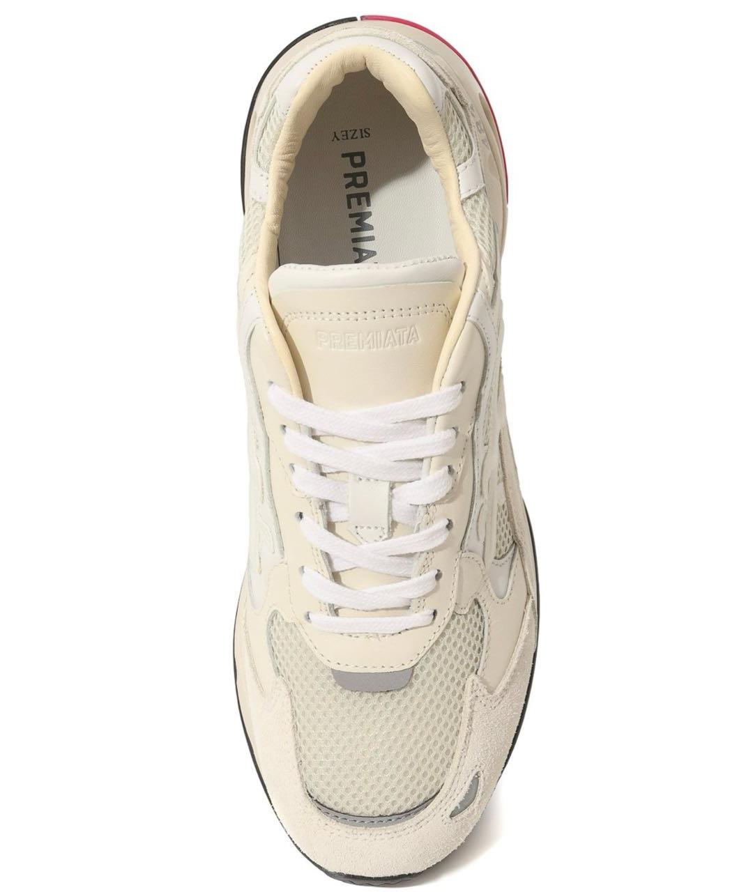 PREMIATA Бежевые кожаные кроссовки, фото 3