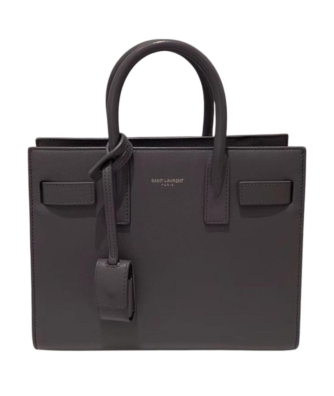 SAINT LAURENT Серая кожаная сумка с короткими ручками, фото 1