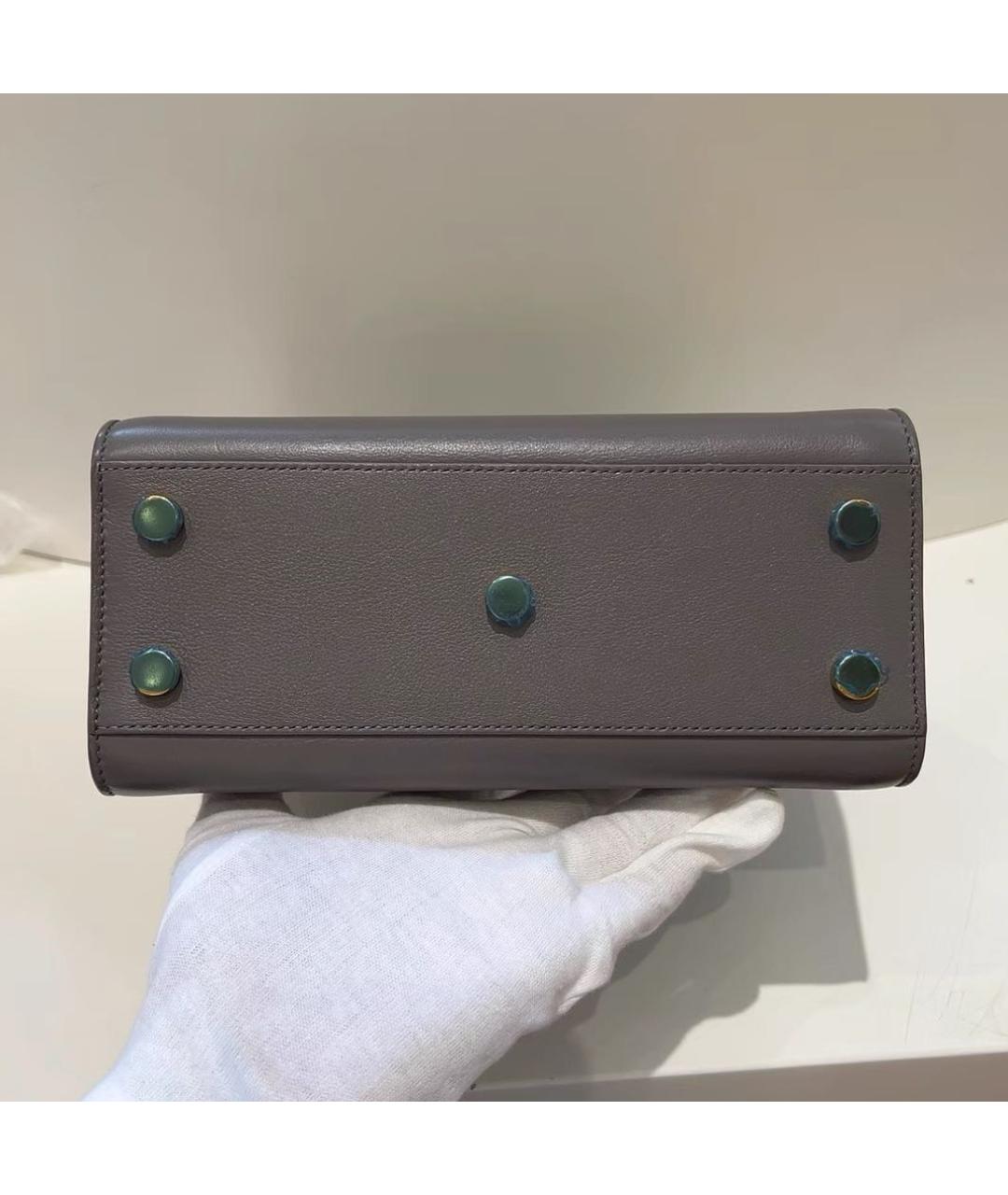 SAINT LAURENT Серая кожаная сумка с короткими ручками, фото 5